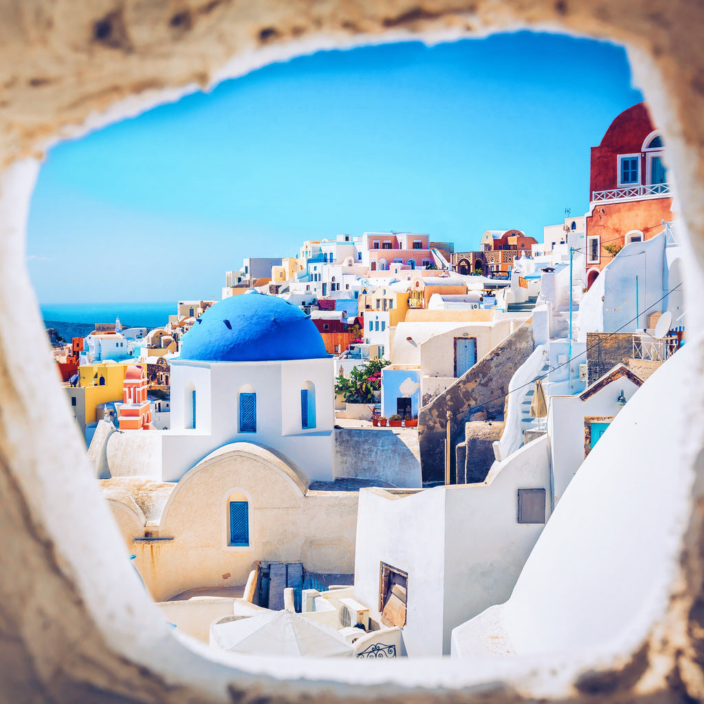 Square Canvas Cityscape of Santorini Houses High Quality Print 100% Australian Made