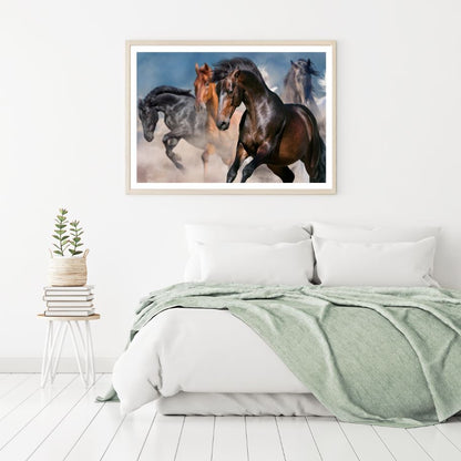 Horses Running On Sand Photograph Home Decor Premium Quality Poster Print Choose Your Sizes