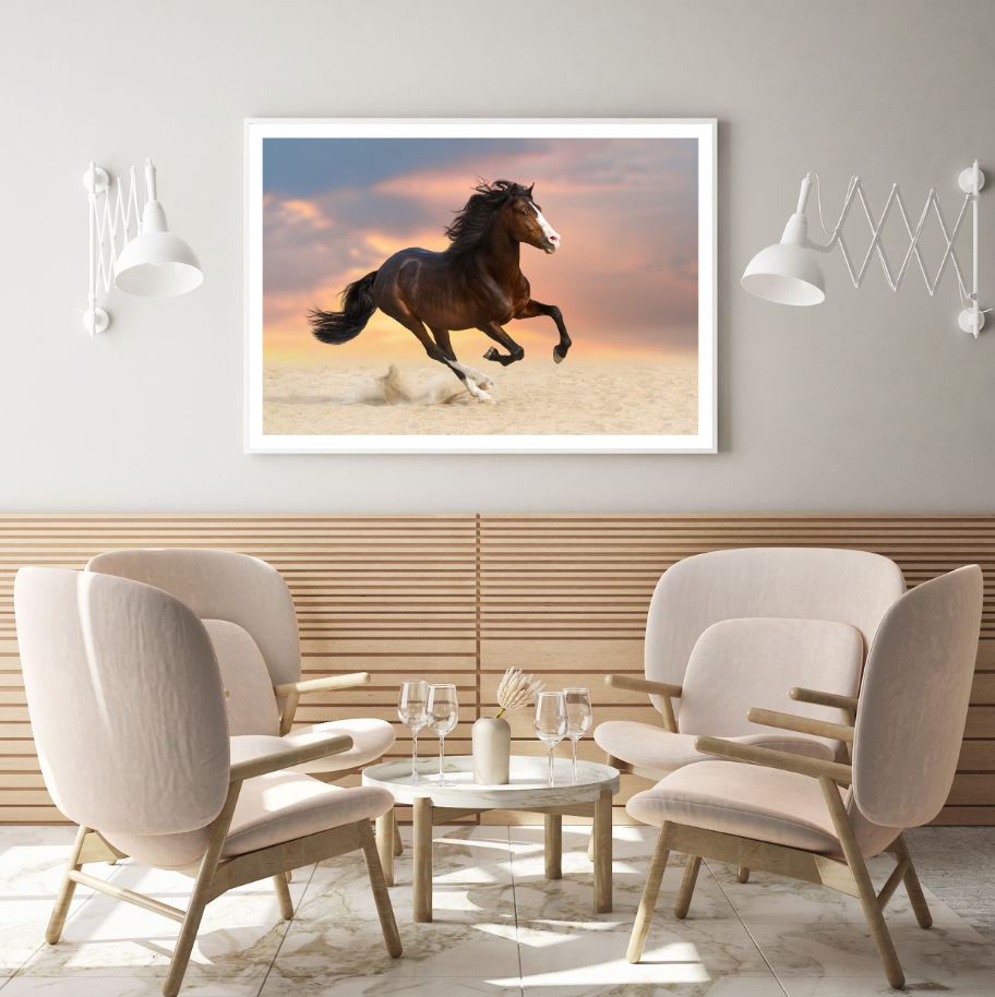 Horse Running On Sand Photograph Home Decor Premium Quality Poster Print Choose Your Sizes