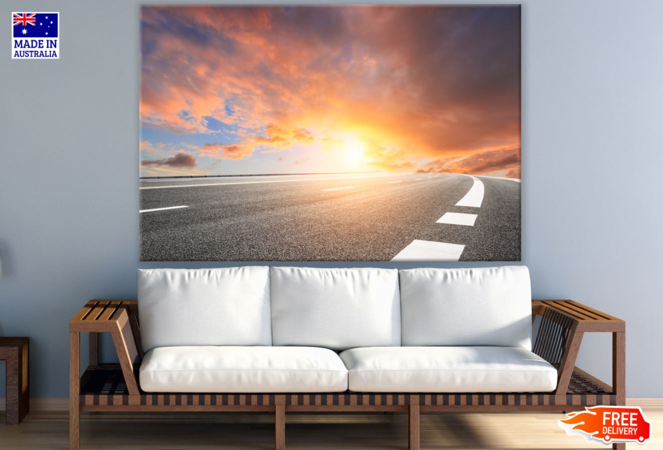 Road Sunset Scenery Photograph Print 100% Australian Made