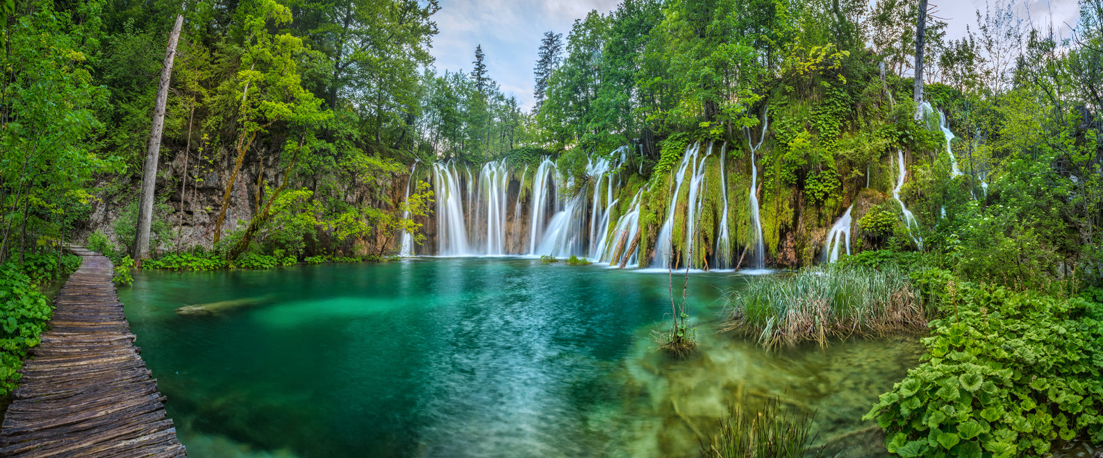 Panoramic Canvas Waterfall Scenery High Quality 100% Australian Made Wall Canvas Print Ready to Hang