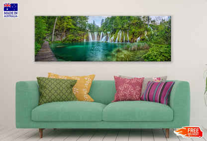 Panoramic Canvas Waterfall Scenery High Quality 100% Australian Made Wall Canvas Print Ready to Hang