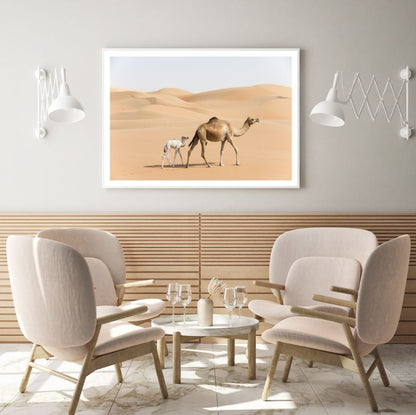 Camels on Desert Photograph Home Decor Premium Quality Poster Print Choose Your Sizes