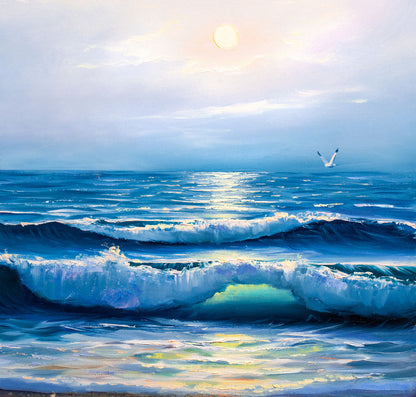 Square Canvas Sea Waves Oil Painting High Quality Print 100% Australian Made