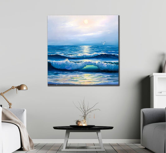 Square Canvas Sea Waves Oil Painting High Quality Print 100% Australian Made