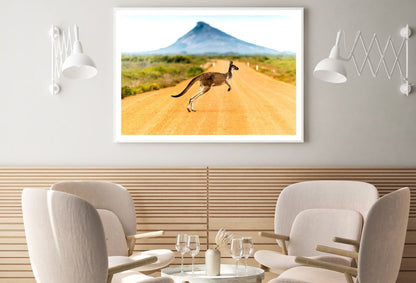 Kangaroo Crossing the Road View Home Decor Premium Quality Poster Print Choose Your Sizes