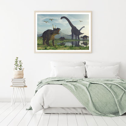 Dinosaurs in Forest Digital Paint Home Decor Premium Quality Poster Print Choose Your Sizes