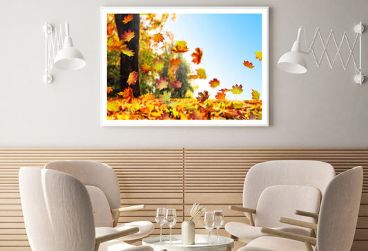 Autumn Leaves Falling Photograph Home Decor Premium Quality Poster Print Choose Your Sizes