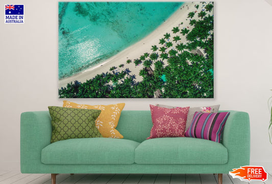 Sea & Palm Tree Forest Aerial Print 100% Australian Made