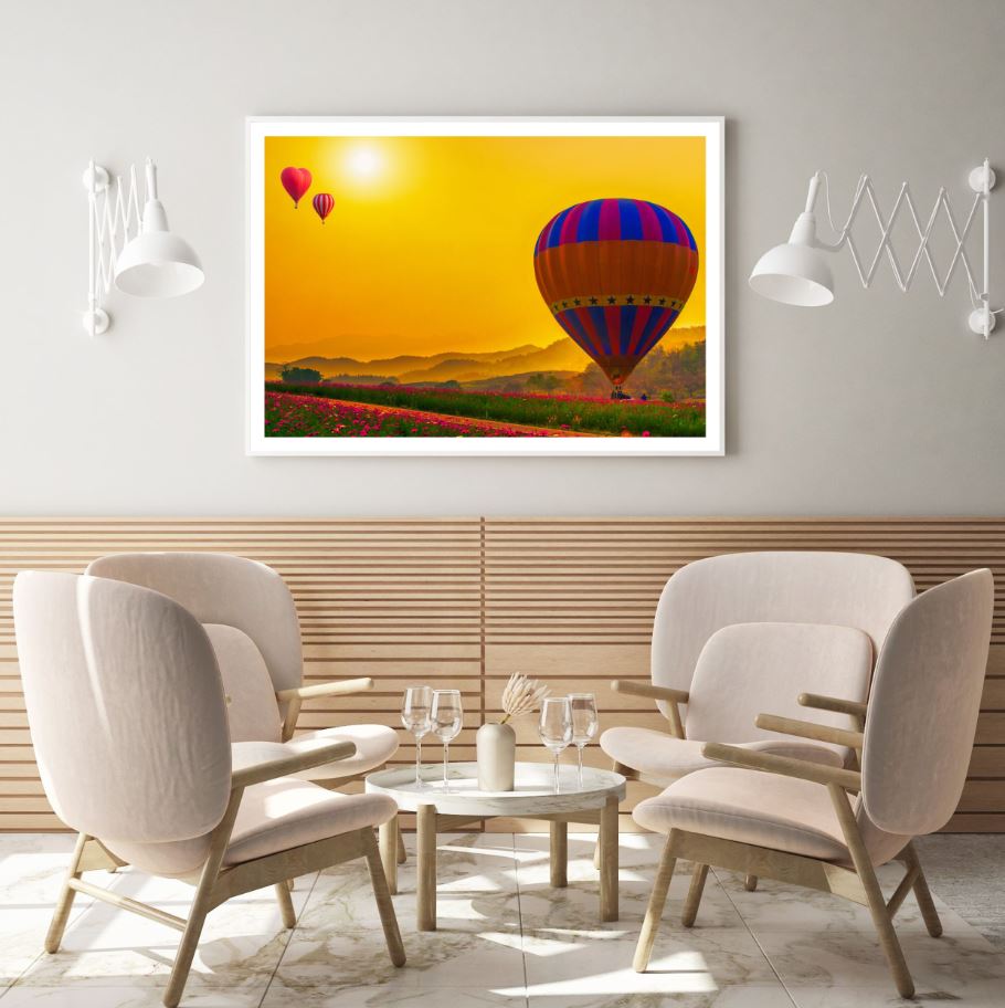 Hot Balloons Over Flower Field Home Decor Premium Quality Poster Print Choose Your Sizes