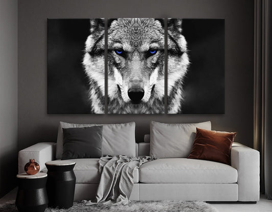 Wolf black and white high quality print 100% Australian made wall Canvas ready to hang