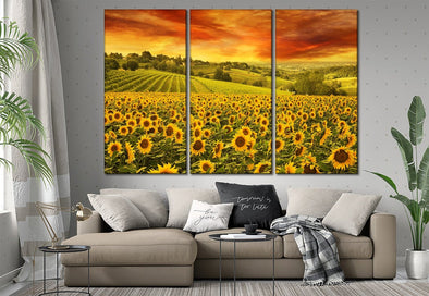 Beautiful Sunflowers Sunset print 100% Australian made wall Canvas ready to hang