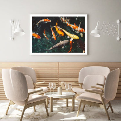 Koi Fish in a Pond Photograph Home Decor Premium Quality Poster Print Choose Your Sizes