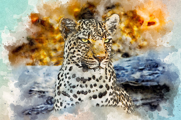 Leopard Face Portrait Painting Print 100% Australian Made