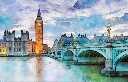 Big Ben & City Bridge Painting Print 100% Australian Made