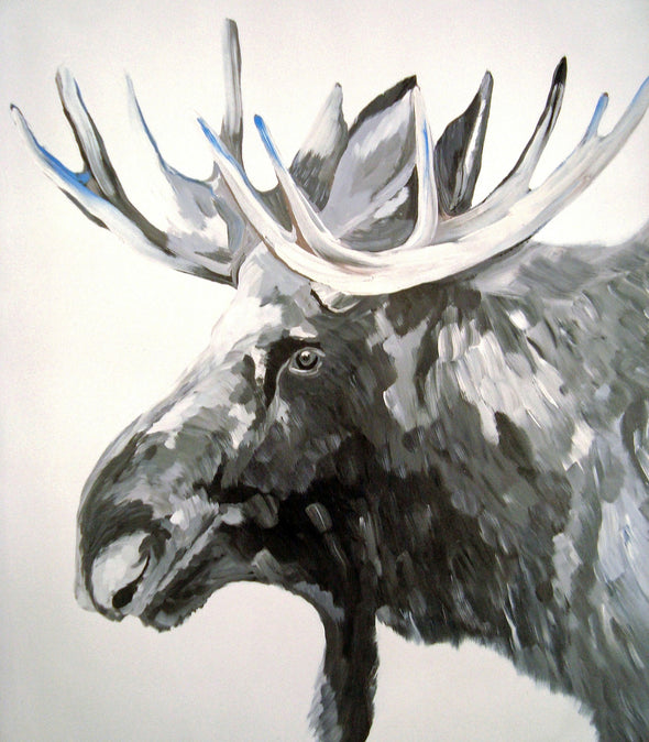Elk Deer Portrait B&W Watercolour Painting Print 100% Australian Made