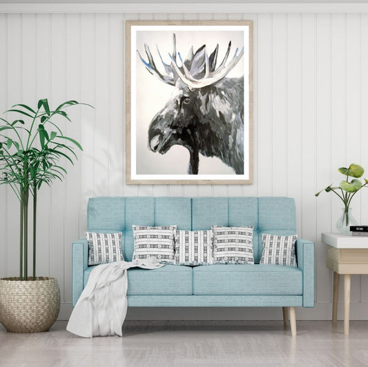 Elk B&W Watercolor Painting Home Decor Premium Quality Poster Print Choose Your Sizes