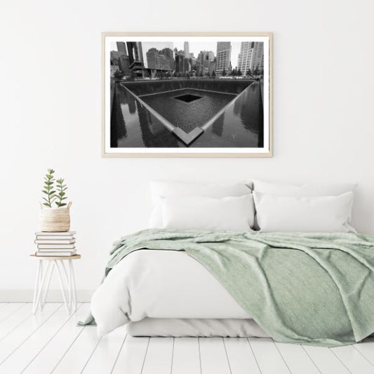 Memorial at World Trade Center New York City B&W Photograph Home Decor Premium Quality Poster Print Choose Your Sizes
