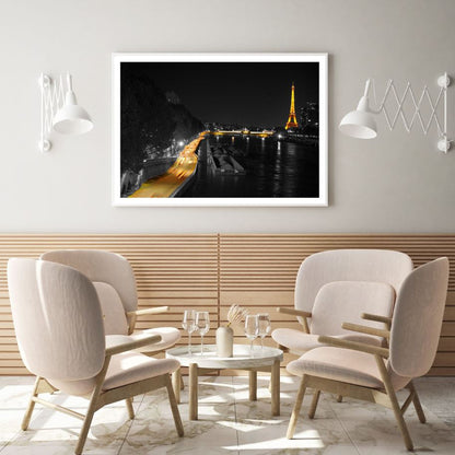 Eiffel Tower Night Scenery View Home Decor Premium Quality Poster Print Choose Your Sizes
