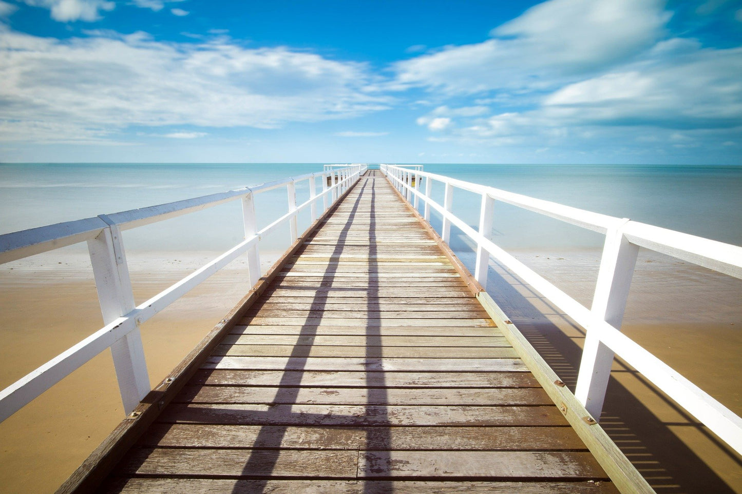 Wooden Bridge Over Beach Bright Sky Photograph Print 100% Australian Made