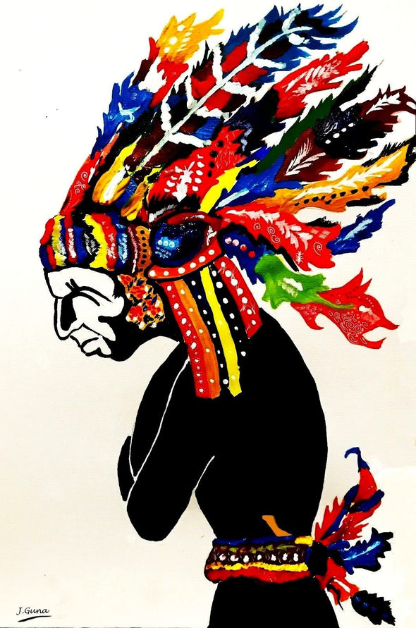 Native headdress  Feather Popular  multicoloured Print 100% Australian Made