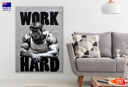 WORK HARD Motivational B&W Vector Art Print 100% Australian Made