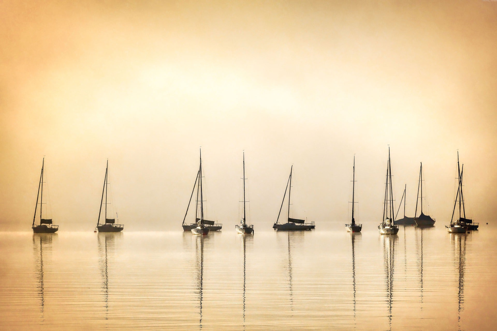 Stunning View of Boats on Sea in Sunset Photograph Print 100% Australian Made