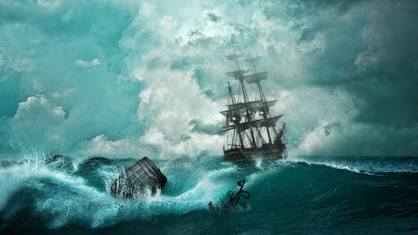 Pirate Ship Sea Strorm Painting Print 100% Australian Made
