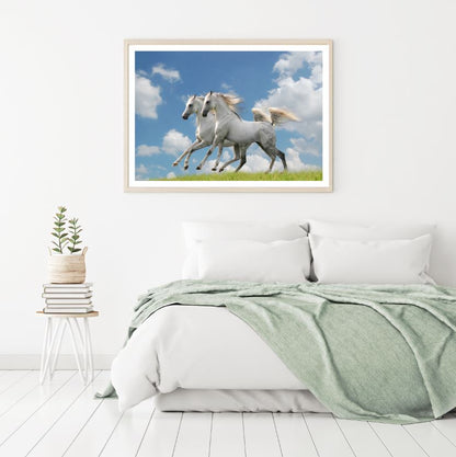 Horses Running on Meadow Photograph Home Decor Premium Quality Poster Print Choose Your Sizes