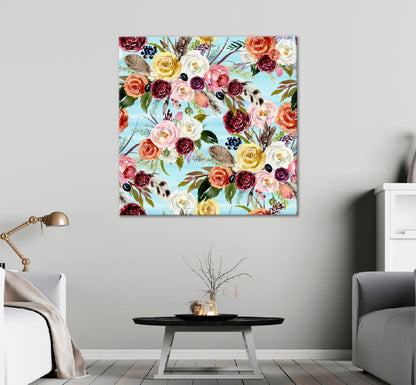 Square Canvas Colorful Flowers Oil Painting High Quality Print 100% Australian Made