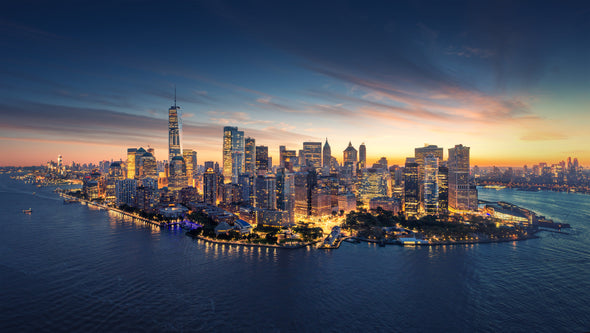 New York City Sunset Aerial View Photograph Print 100% Australian Made