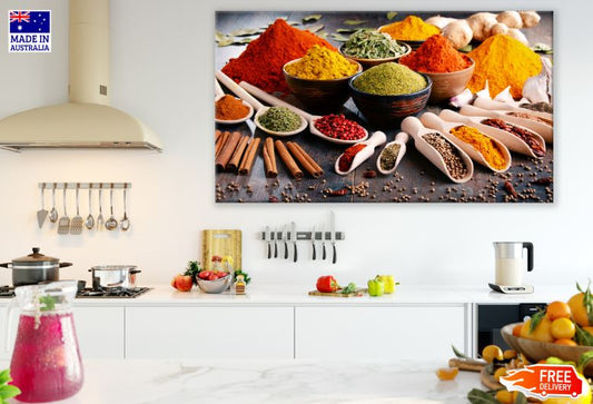 Colorful Kitchen Spices on a Table Photograph Print 100% Australian Made