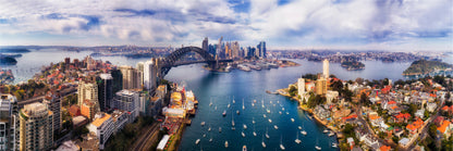 Panoramic Canvas Sydney City Skyline View High Quality 100% Australian made wall Canvas Print ready to hang