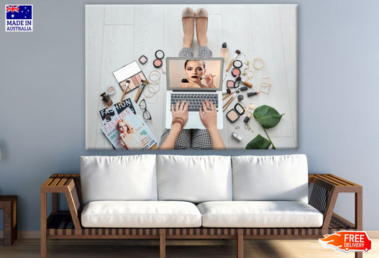 Laptop & Makeup Items Photograph Print 100% Australian Made