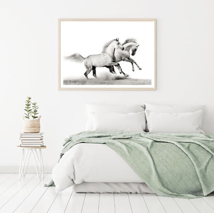 Horses Running on Meadow B&W Photograph Home Decor Premium Quality Poster Print Choose Your Sizes Home Decor Premium Quality Poster Print Choose Your Sizes