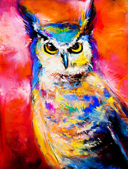 Abstract Owl Oil Painting Print 100% Australian Made