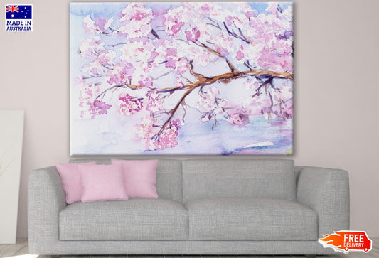 Pink Floral Tree Watercolor Painting Print 100% Australian Made