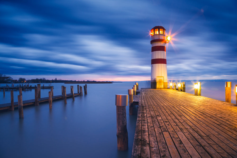 Lighthouse at Lake Neusiedl Austria Sunset Photograph Print 100% Australian Made