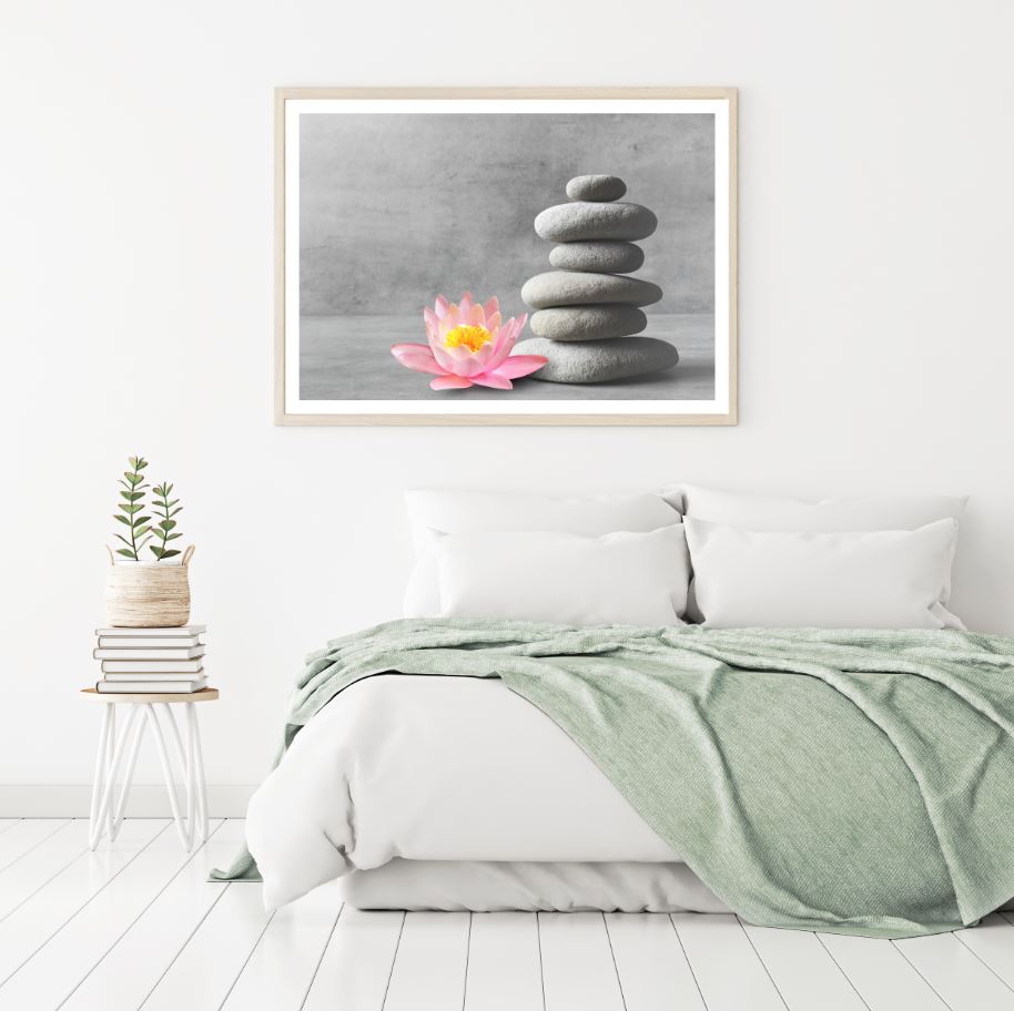 Flower & Zen Stones Photograph Home Decor Premium Quality Poster Print Choose Your Sizes