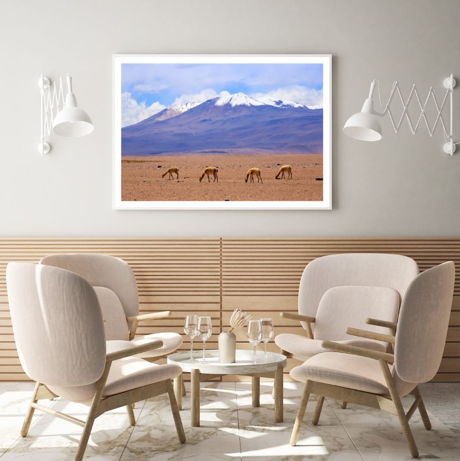 Deers Near Mountain Photograph Home Decor Premium Quality Poster Print Choose Your Sizes