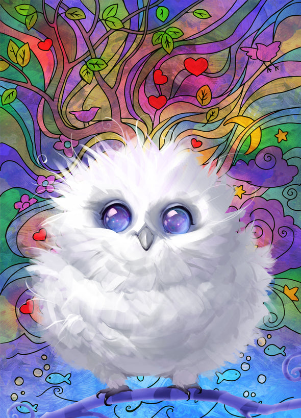 Cute bird with blue eyes Painting Print 100% Australian Made