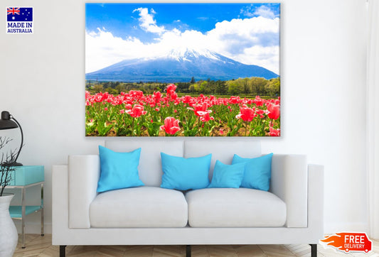 Red Floral Field Scenery View Print 100% Australian Made