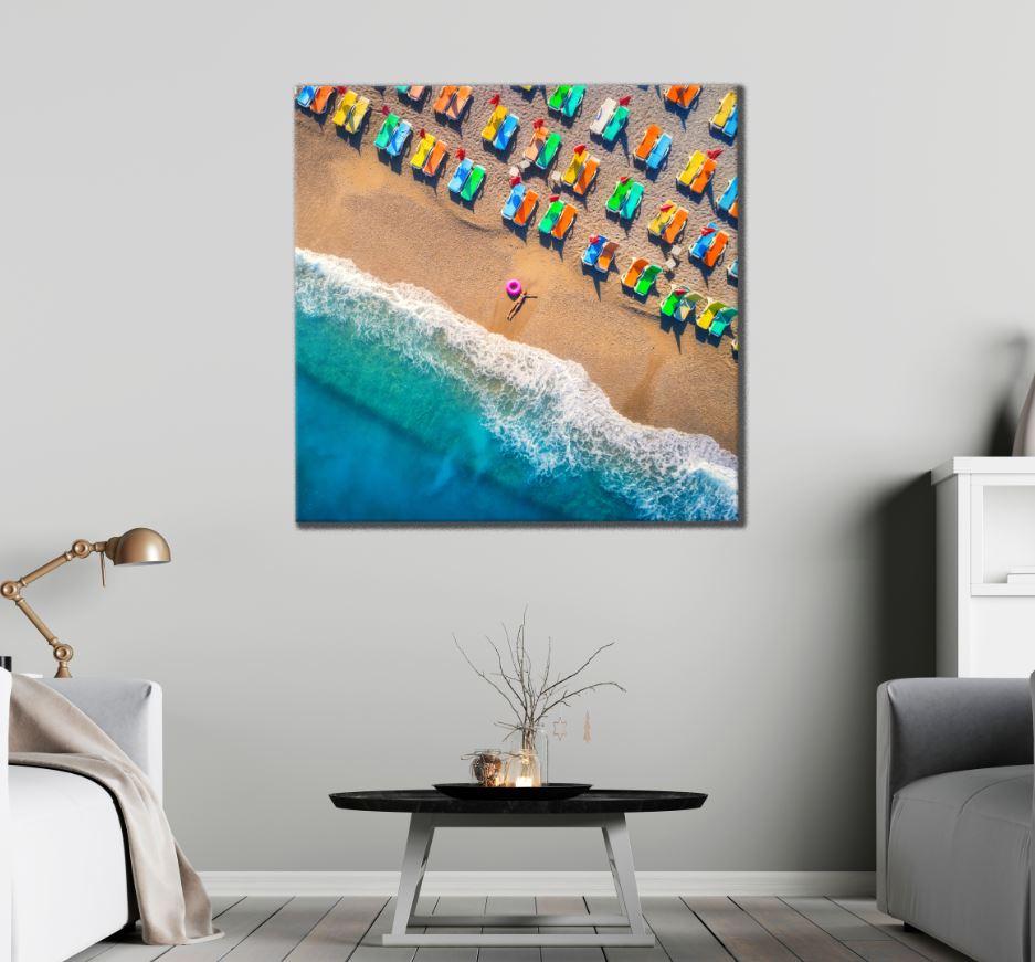 Square Canvas Leisure Beach Aerial View High Quality Print 100% Australian Made