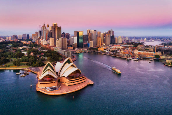Pinkish Colourful Sunrise Over Sydney City Photograph Print 100% Australian Made
