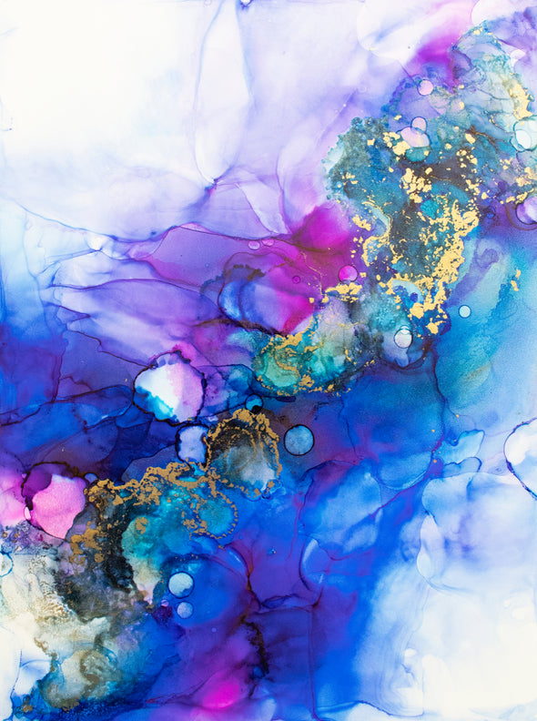 Abstract Blue Purple Bubble Design Print 100% Australian Made