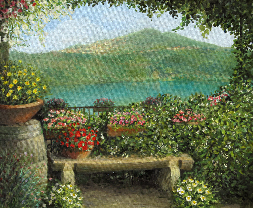 Balcony with Flower Vases Oil Art Home Decor Premium Quality Poster Print Choose Your Sizes