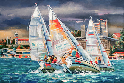 Yatches Sailing Painting Print 100% Australian Made