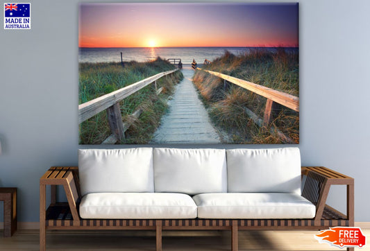 Wooden Path to Beach at Sunset Photograph Print 100% Australian Made