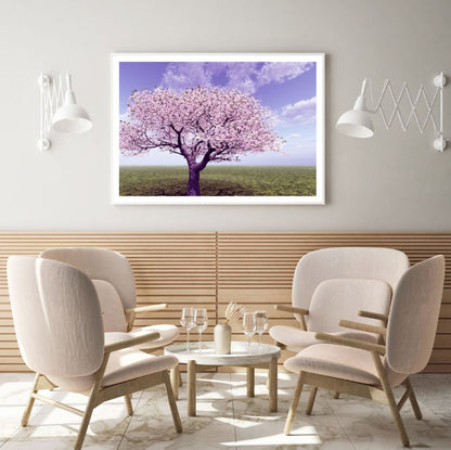 Pink Tree on Meadow Photograph Home Decor Premium Quality Poster Print Choose Your Sizes