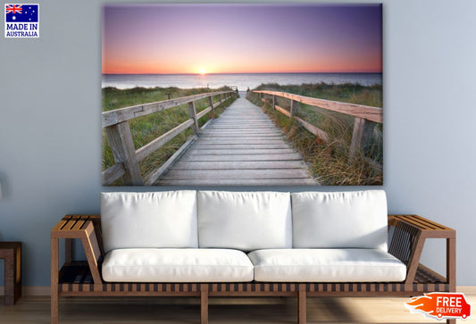 Wooden Path to Beach at Sunset Photograph Print 100% Australian Made